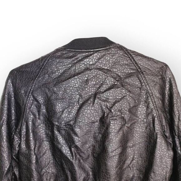 Fillmore Womens Jacket Sz Small Faux Black Leather Moto Zip Front Gorpcore Grung - Picture 13 of 15